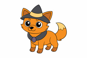Cartoon dog in hat Vector illustration