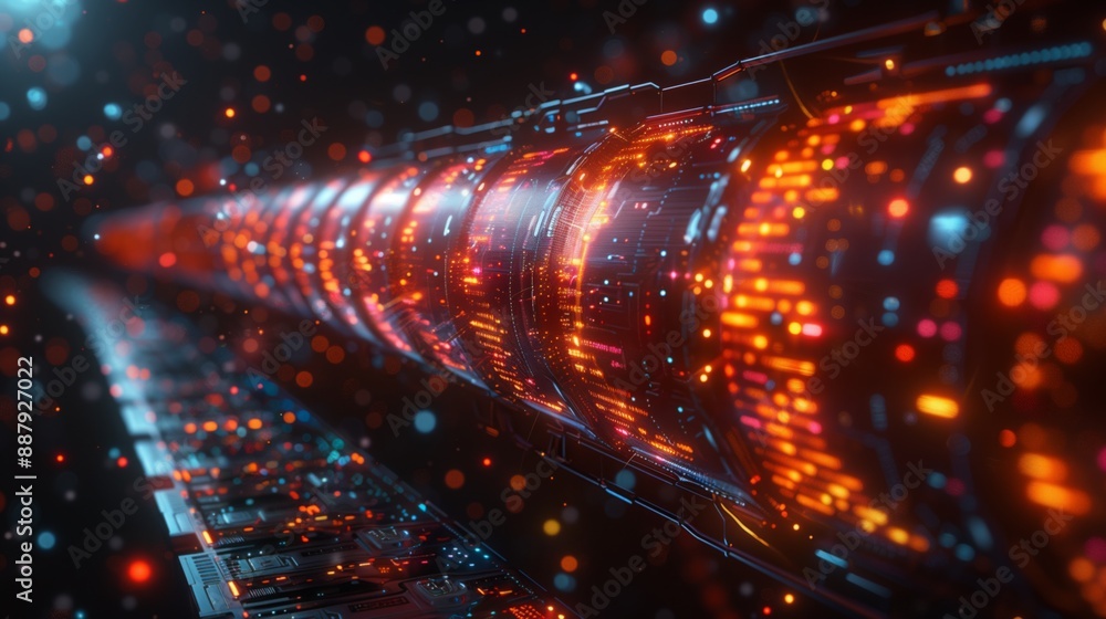 Poster a futuristic vision of lab-on-a-chip technology, showcasing a complex network of microfluidic channe