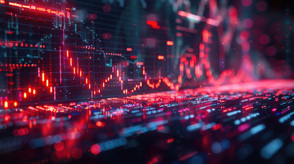 stock market chart, candlestick pattern with trendline for financial trading