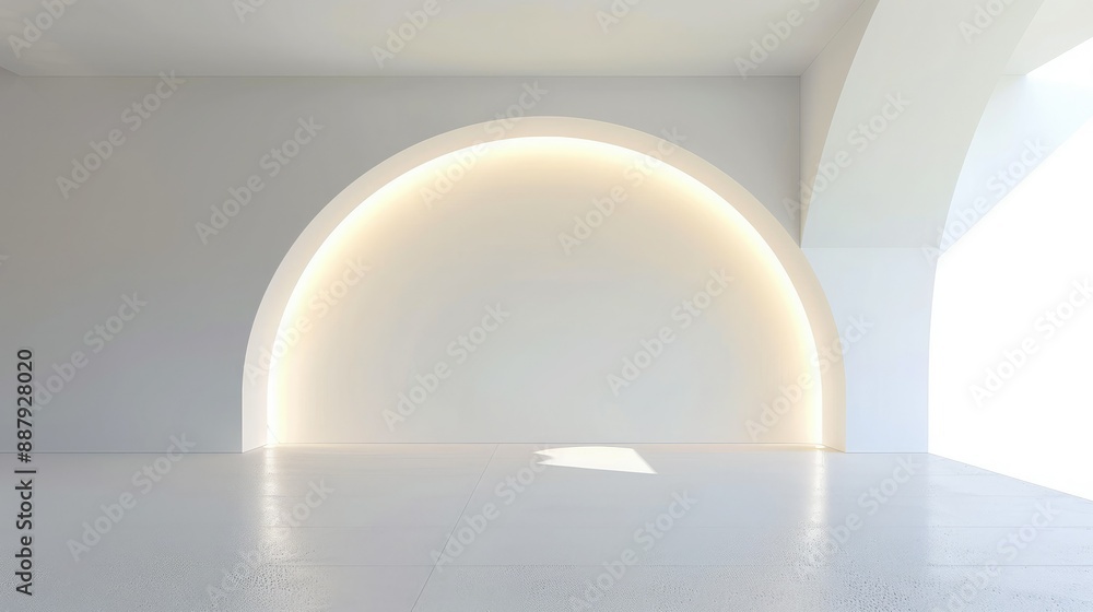 Aufkleber A blank booth system with an arching structure, providing an inviting space for displaying graphics or promotional materials. 