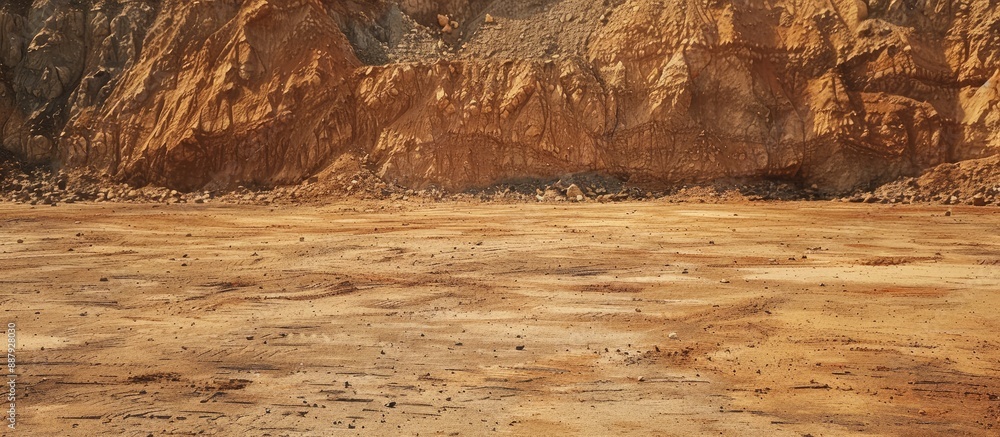 Poster sandy texture with various marks an empty scene in a quarry setting showing no signs of human activi