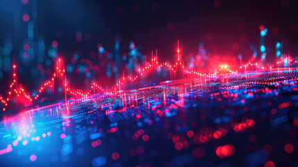 stock market chart, candlestick pattern with trendline for financial trading