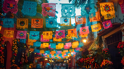 Naklejka premium The Cinco De Mayo Festival Decorations in City