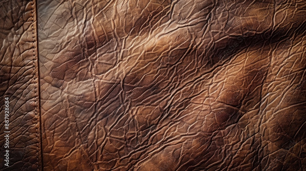 Poster close up top view of brown leather texture for design background with empty space