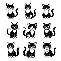 a cute cat vector silhouette