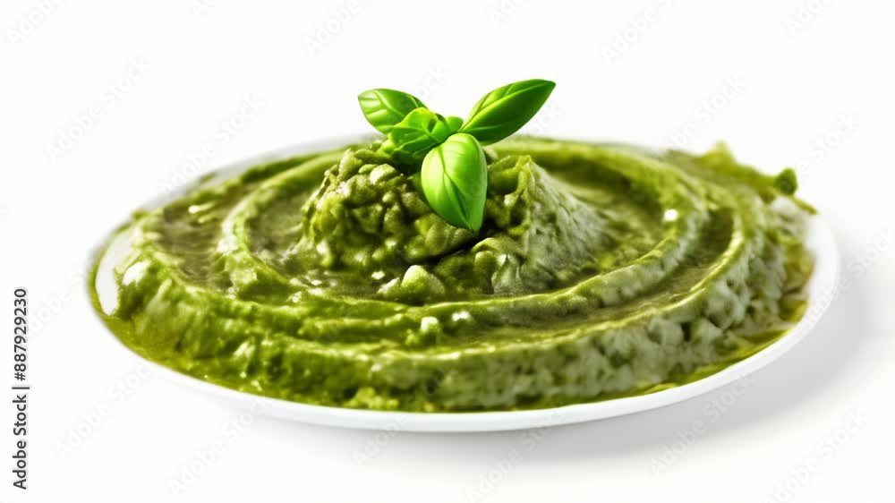 Sticker  Fresh and vibrant green pesto sauce ready to enhance your culinary creations