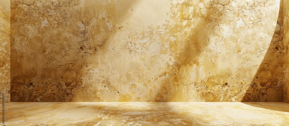 Poster background image with a curved texture in yellow beige stone for a banner ideal for presentations wi