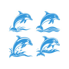set of Dolphin in water