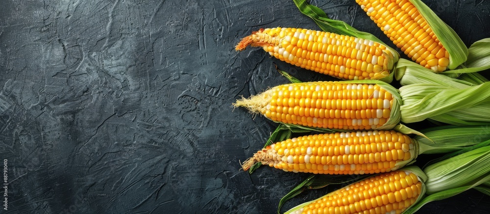 Poster summery roasted corn displayed from above with a copy space image