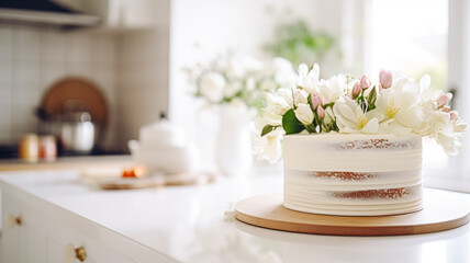 Homemade birthday cake in the English countryside house, cottage kitchen food and holiday baking recipe inspiration