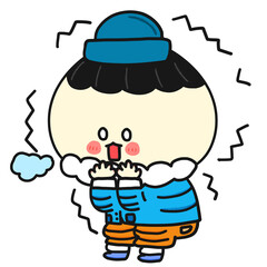 추위에 떠는 남자 캐릭터