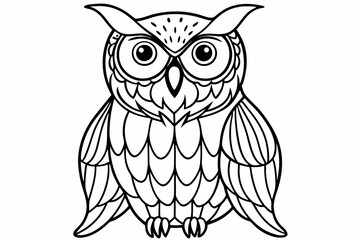 Owl vector line art illustration