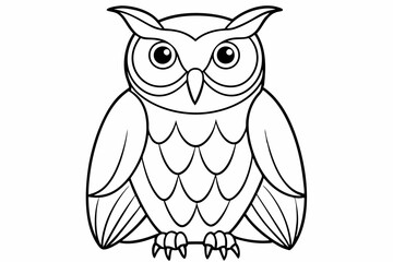 Owl vector line art illustration