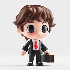 Adorable 3D Clay Lawyer with Kawaii Style and Cute Black Dot Eyes on a White Background, Generative Ai