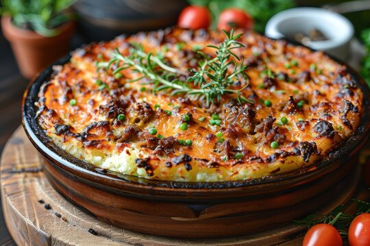 Hachis Parmentier A comforting dish of Hachis Parmentier French Shepherd's Pie with a golden mashed potato crust and savory beef filling. 