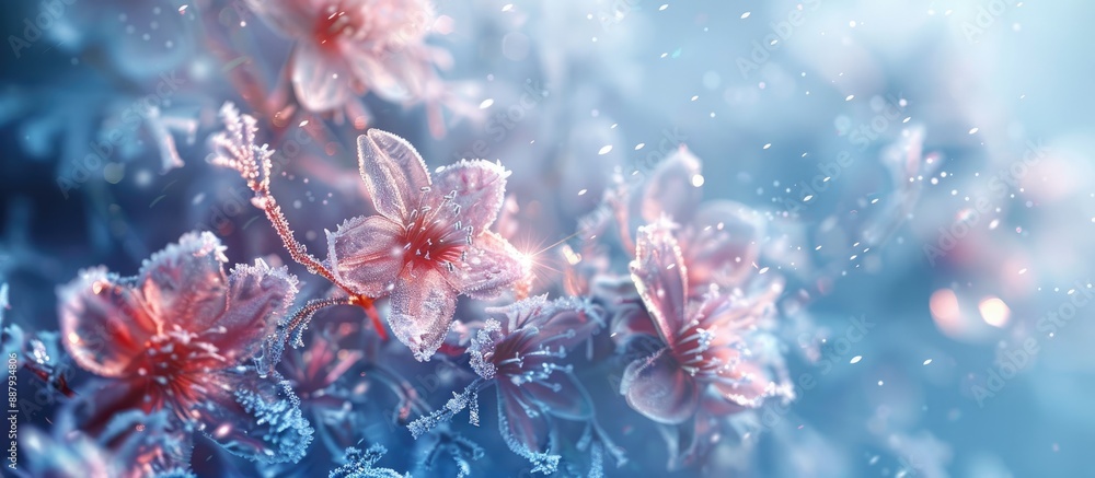 Aufkleber winter themed background featuring flowers encased in ice ideal for adding text or graphics with a c