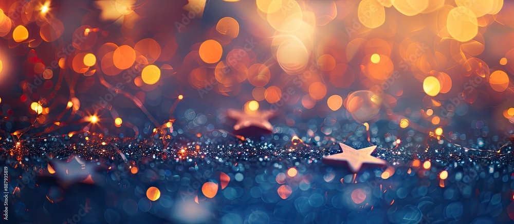 Poster elegant festive abstract background with bokeh lights and stars creating a beautiful copy space imag