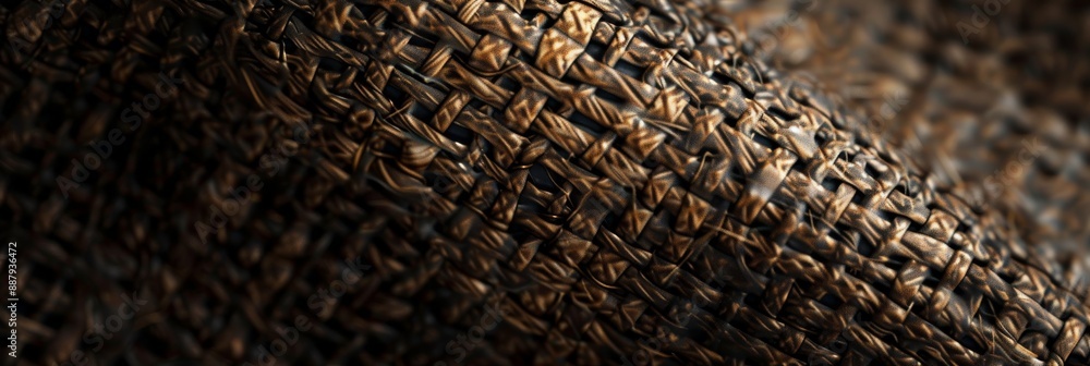 Poster a high-resolution image showcasing the intricate patterns and threads of woven fabric, captured from