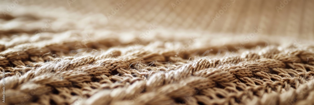 Poster a high-resolution close-up of woven fabric texture, showcasing the intricate patterns and threads fr