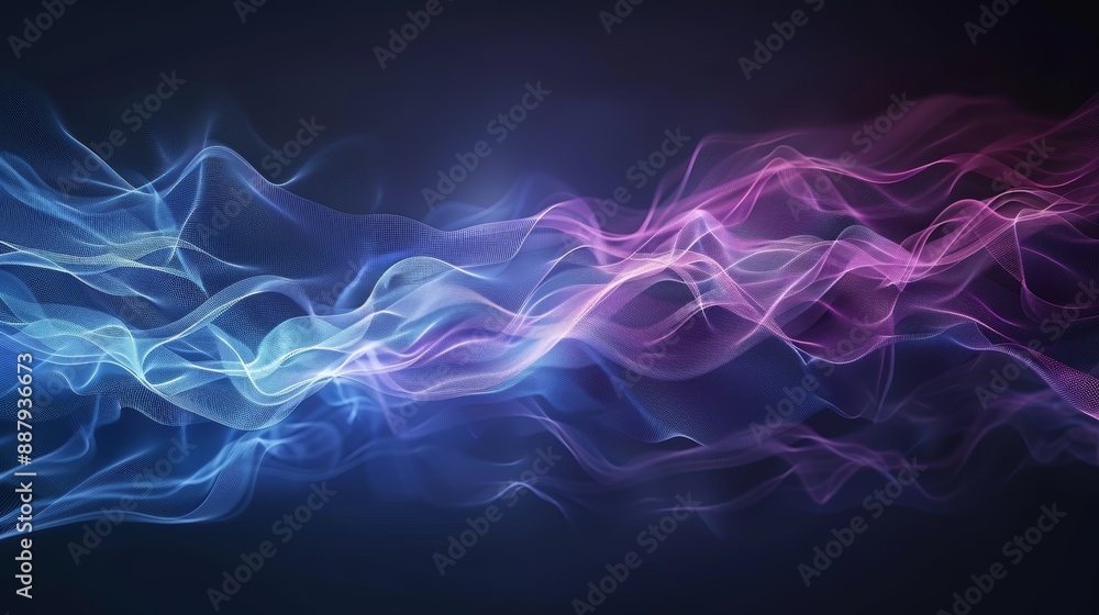 Poster abstract colorful light waves on a dark background, creating a vibrant and dynamic flow of pink and 