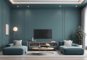 Modern living room interior 3d render design.