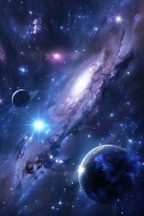 Planets and galaxy, science fiction wallpaper. Beauty of deep space. Billions of galaxies in the universe Cosmic art background