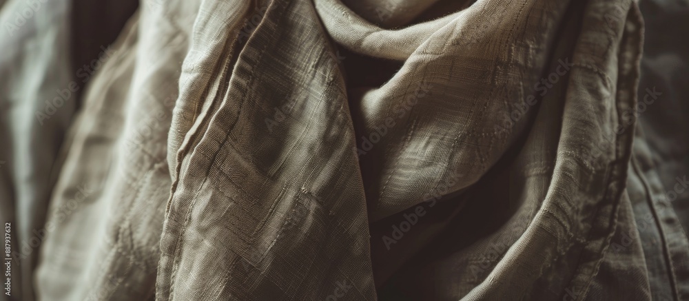 Poster close up shot of a linen shirt with a soft focus allowing for ample copy space in the image
