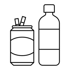 タバコの吸い殻を入れた缶とペットボトルのゴミのアイコン