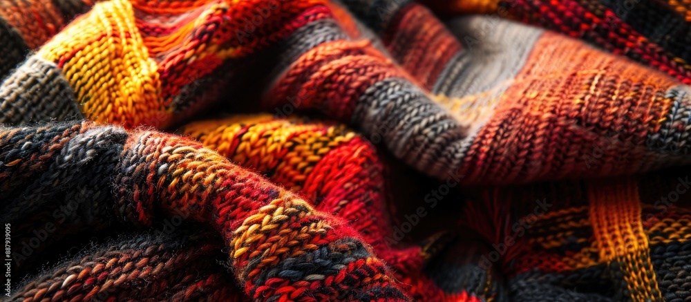 Poster knitted plaid creating a cozy backdrop with copy space image