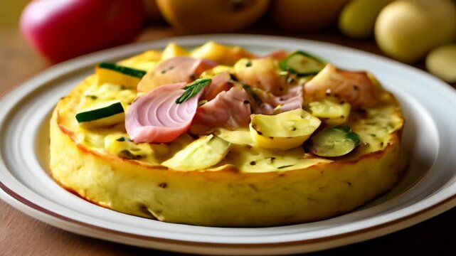  Deliciously colorful vegetable frittata on a plate