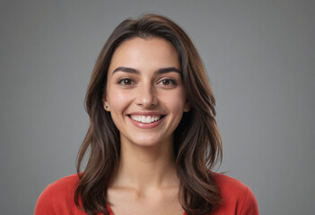 Fototapeta premium Portrait view of a regular happy smiling San Marino woman, ultra realistic, candid, social media, avatar image, plain solid background