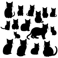 set of cats silhouettes