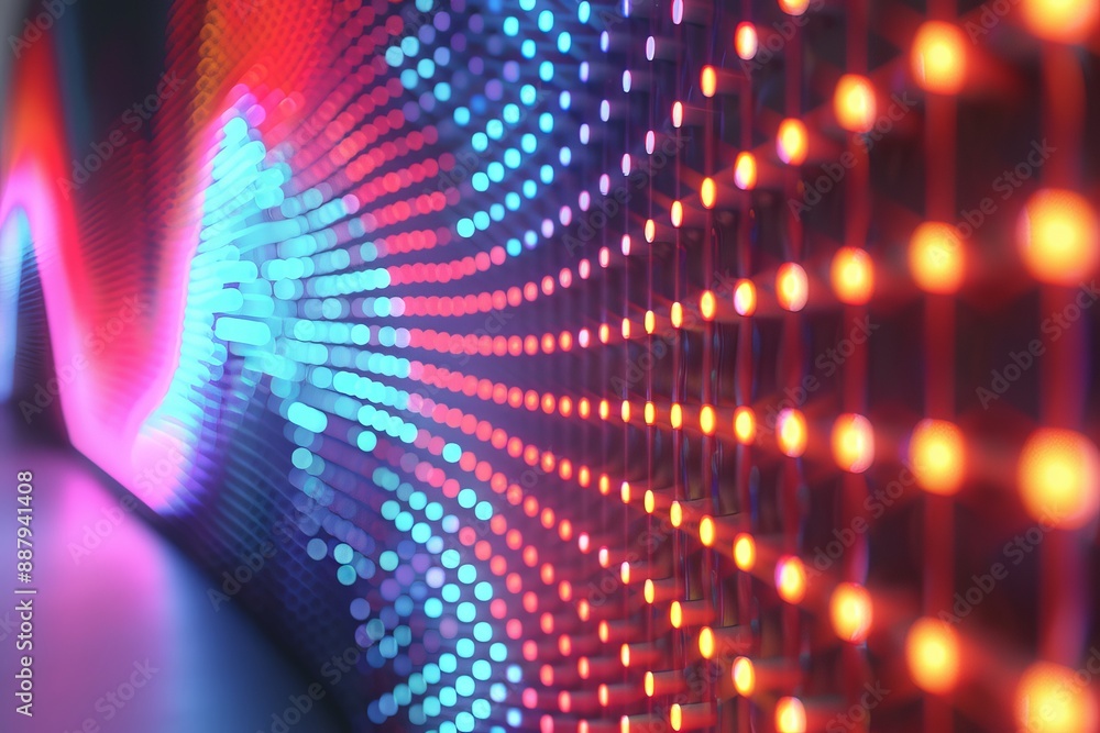 Aufkleber neon light tunnel, capturing a vibrant and dynamic visual effect with bright and colorful gradients.