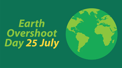 Earth Overshoot Day  vector banner design with geometric shapes and vibrant colors on a horizontal background. Happy Earth Overshoot Day modern minimal poster.