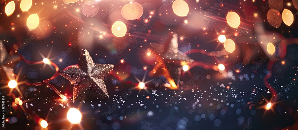 Poster elegant festive abstract background with bokeh lights and stars creating a beautiful copy space imag