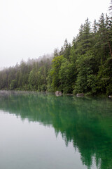 Lake Eibsee and Zugspitze Mountain, Bavarian Alps, Germany, Europe. Immerse yourself in the serene beauty of Lake Hintersee. Surrounded by majestic Alps and dense forests