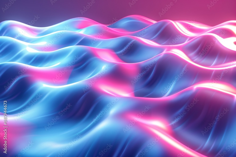 Poster futuristic neon waves with dynamic gradients, creating a vibrant and energetic visual effect.