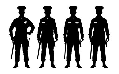 Set of policeman silhouette