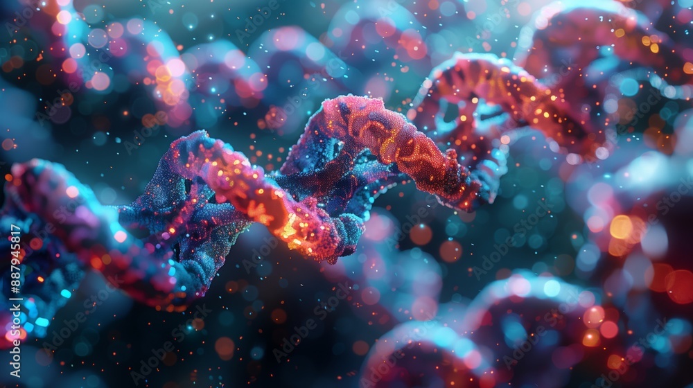 Poster a digital rendering of crispr cas systems, highlighting their complex structure and potential for ge