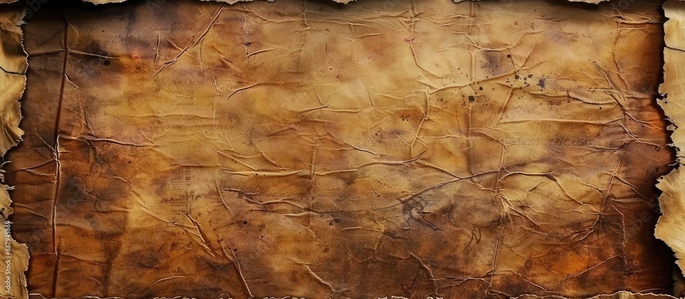 Poster sample of old coarse grained animal skin parchment with a grungy vignette texture in a copy space im