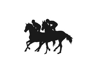 Horse and jockey silhouettes. racing horses and jockeys silhouettes. Flat vector horseman icon symbol sign from modern shapes collection for mobile concept and web apps. isolated on white background.