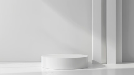 Minimalist white background with subtle textures and soft shadows. Elegant and professional setting ideal for presentations and product displays