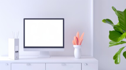Business office with brand awareness analytics on a large screen, flat design illustration, high-resolution photo, realistic photo, cinematography