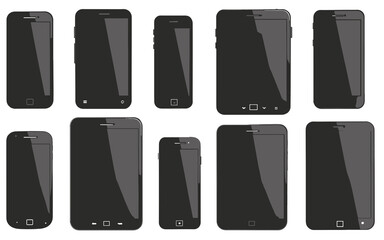 set of smart phone silhouette