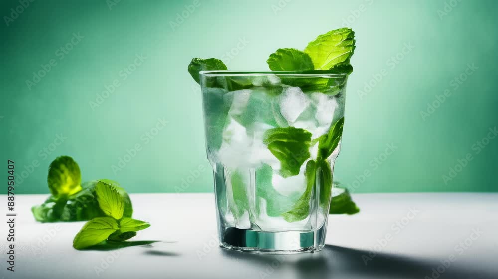 Canvas Prints  Refreshing summer cocktail with ice and mint leaves