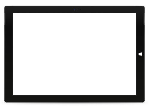 Microsoft Surface Pro 3 with shadow realistic mockup. Latest tab by Microsoft Computers, in black color on isolated background. PNG transparent image