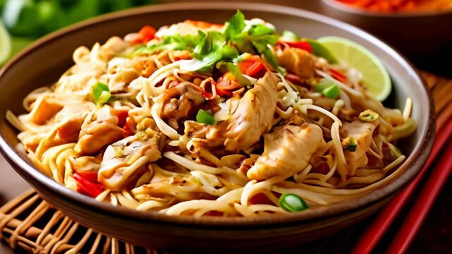  Delicious Asian noodle dish with chicken and vegetables