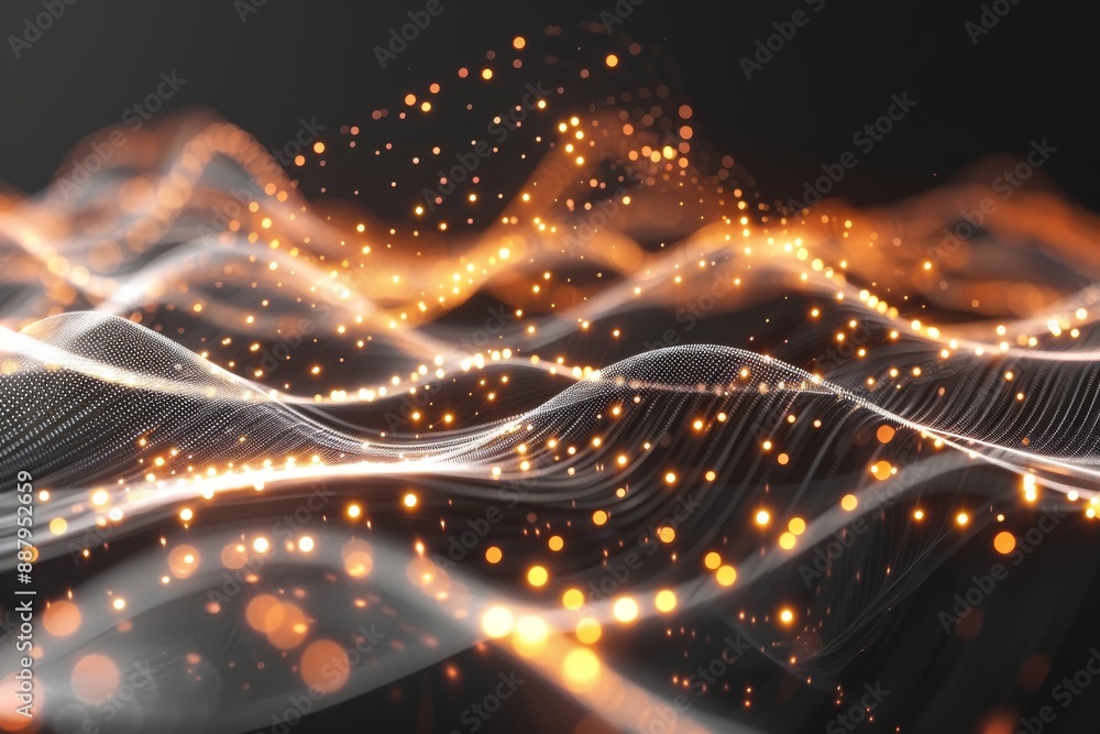 Poster abstract orange and black waves with dynamic gradients, creating a vibrant and energetic visual effe
