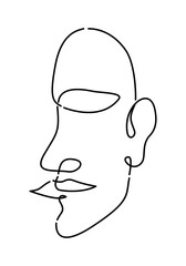 Line art of a calm human face in editable stroke.