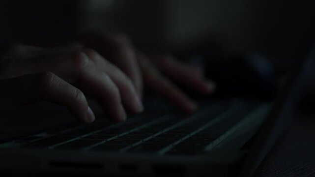 Close-up Female hands typing on a laptop